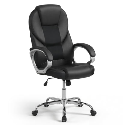 Leather Office Chair, Ergonomic Mesh, Padded Armrests, Rocking Backrest, Black Ergonomic Chairs Black at Gallery Canada