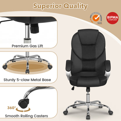 Leather Office Chair, Ergonomic Mesh, Padded Armrests, Rocking Backrest, Black Ergonomic Chairs at Gallery Canada