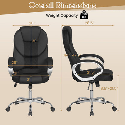 Leather Office Chair, Ergonomic Mesh, Padded Armrests, Rocking Backrest, Black Ergonomic Chairs at Gallery Canada