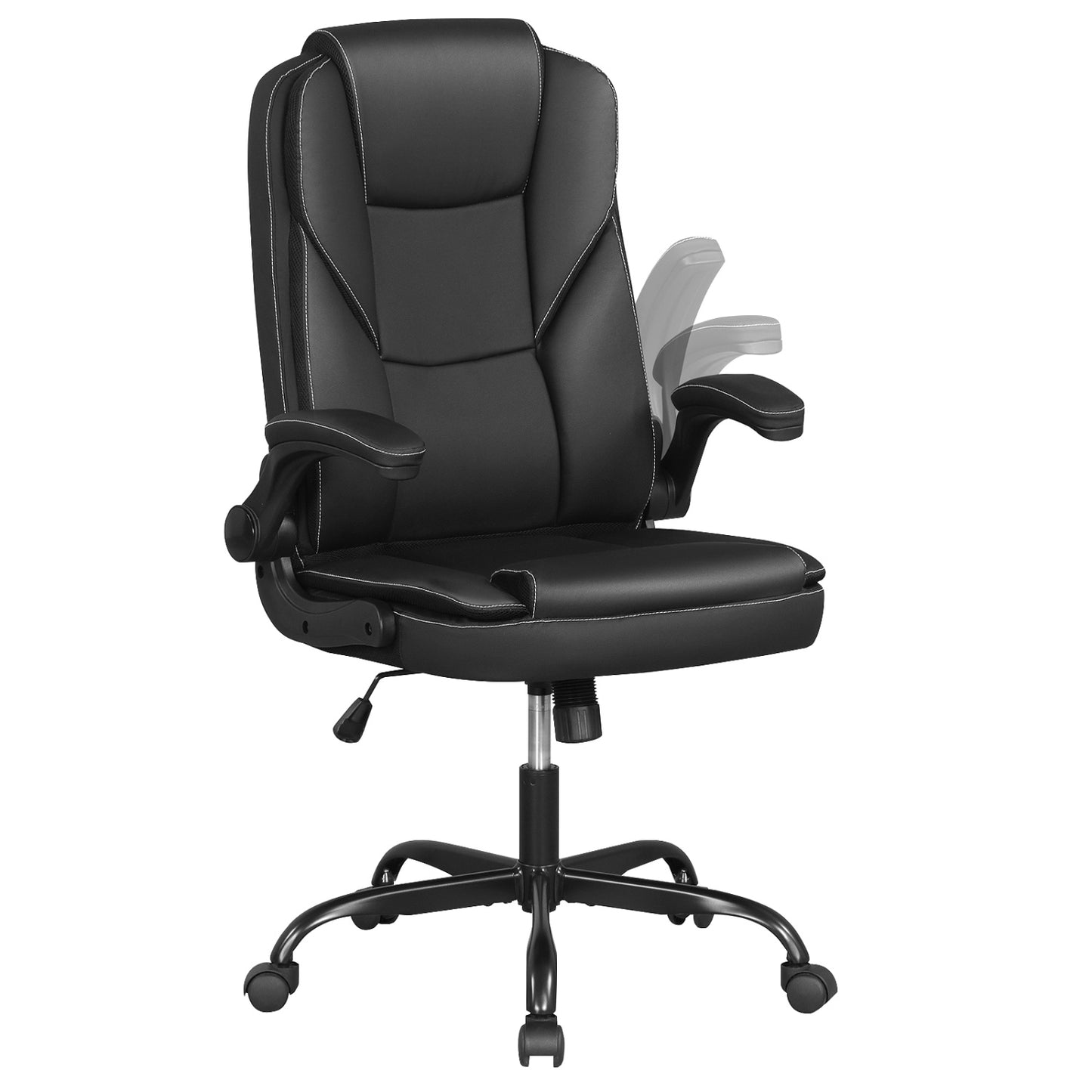 Ergonomic Leather Office Chair, Flip-Up Armrests, Rocking Function, Black Ergonomic Chairs at Gallery Canada