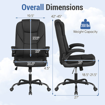 Ergonomic Leather Office Chair, Flip-Up Armrests, Rocking Function, Black Ergonomic Chairs at Gallery Canada
