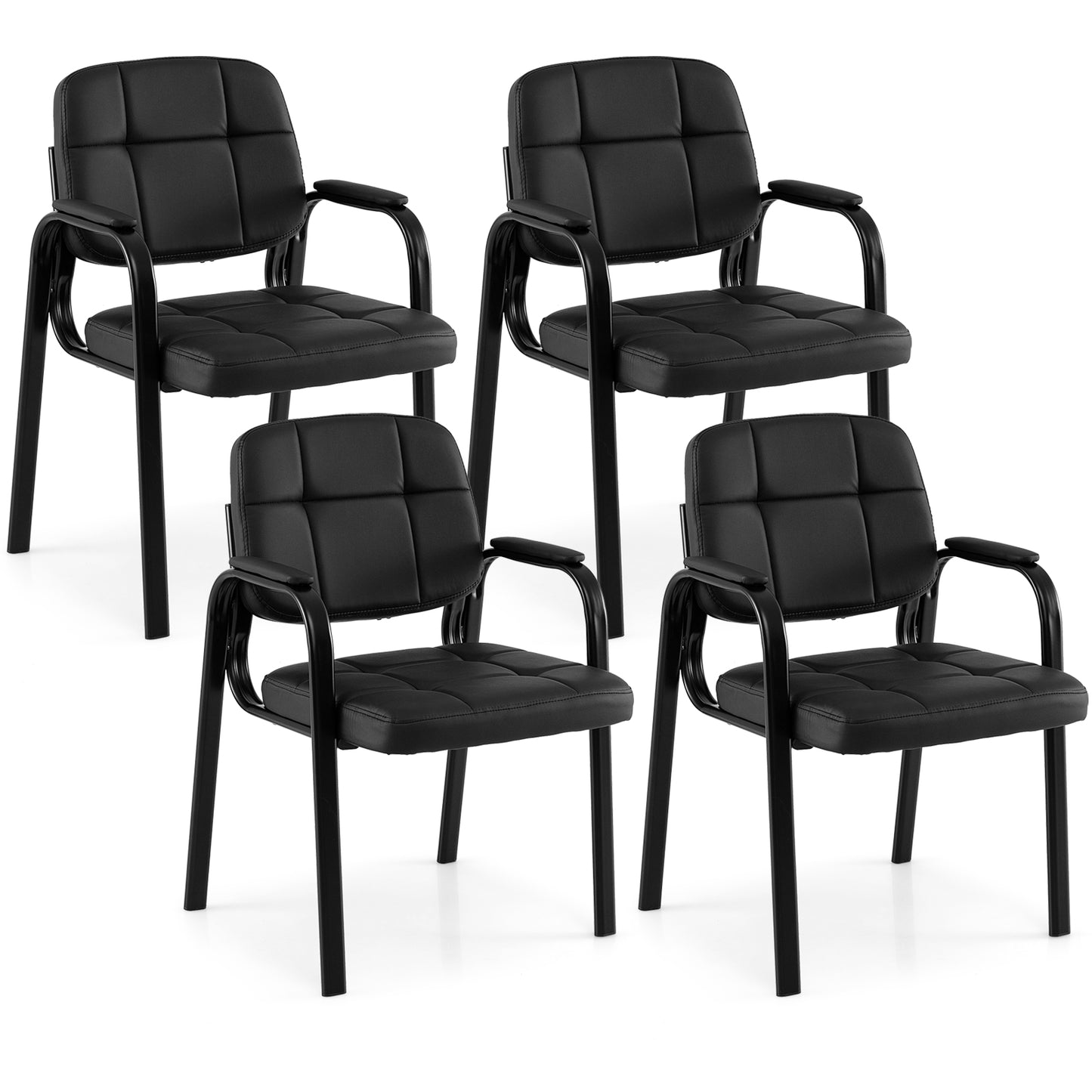 Leather Office Reception Chairs, Set of 4, Black Conference Chairs at Gallery Canada