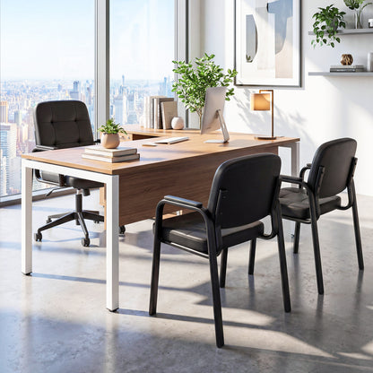 Leather Office Reception Guest Chairs, Set of 2, Black