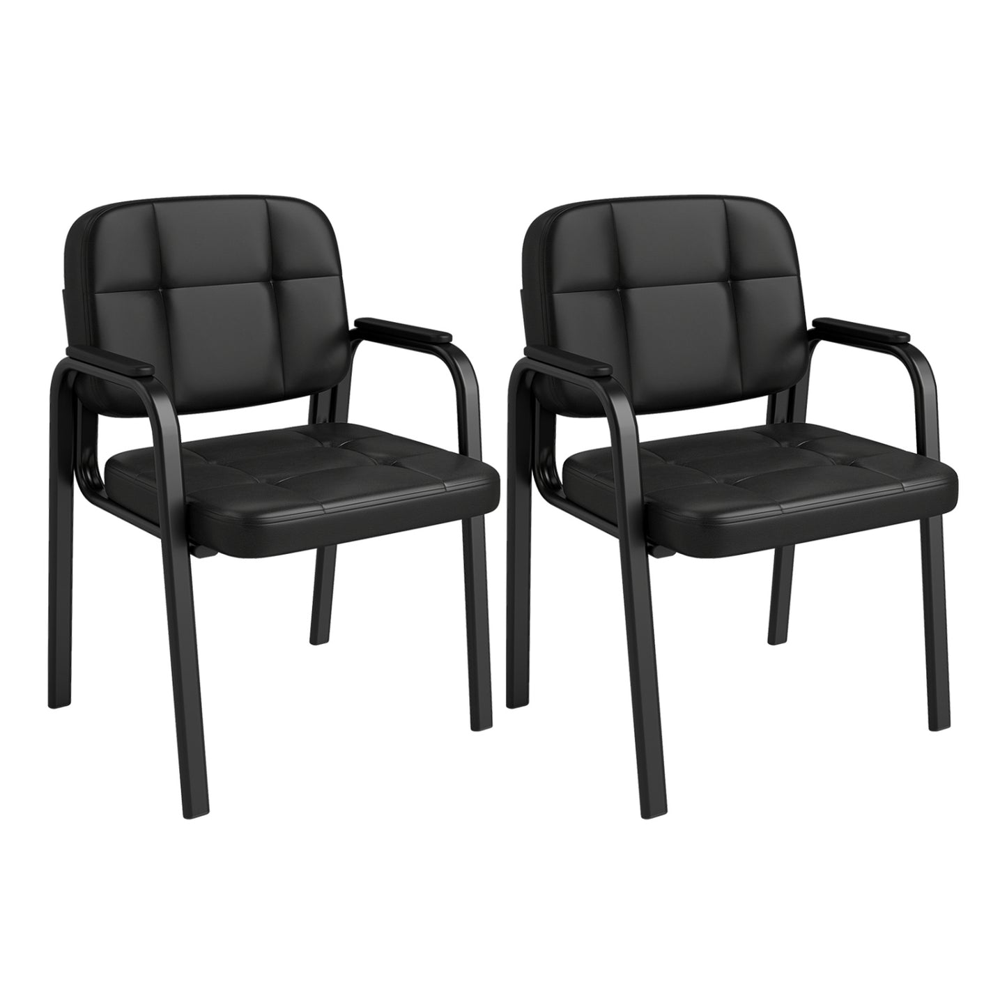 Leather Office Reception Guest Chairs, Set of 2, Black