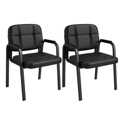 Leather Office Reception Guest Chairs, Set of 2, Black
