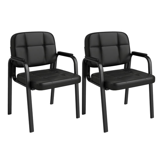 Leather Office Reception Guest Chairs, Set of 2, Black Conference Chairs Black at Gallery Canada
