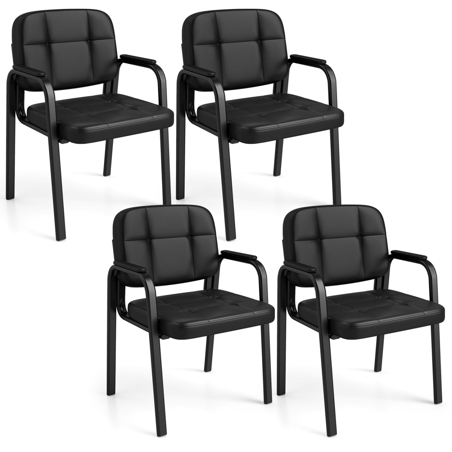 Leather Office Reception Chairs, Set of 4, Black Conference Chairs at Gallery Canada