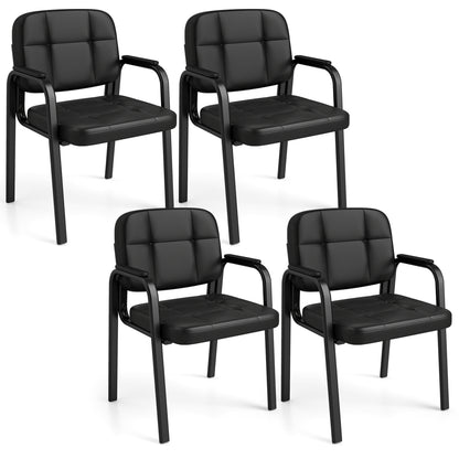 Leather Office Reception Chairs, Set of 4, Black Conference Chairs at Gallery Canada