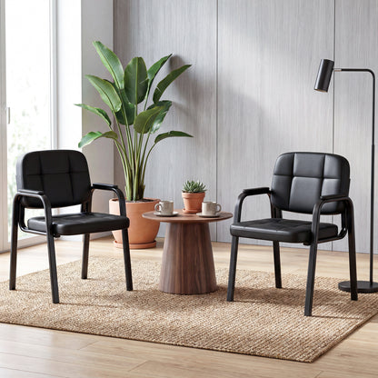 Leather Office Reception Chairs, Set of 4, Black Conference Chairs at Gallery Canada