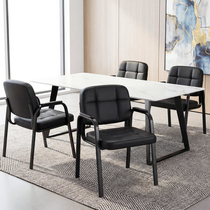Leather Office Reception Chairs, Set of 4, Black Conference Chairs at Gallery Canada