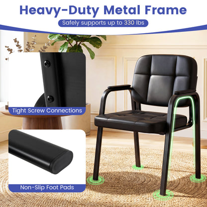 Leather Office Reception Chairs, Set of 4, Black Conference Chairs at Gallery Canada