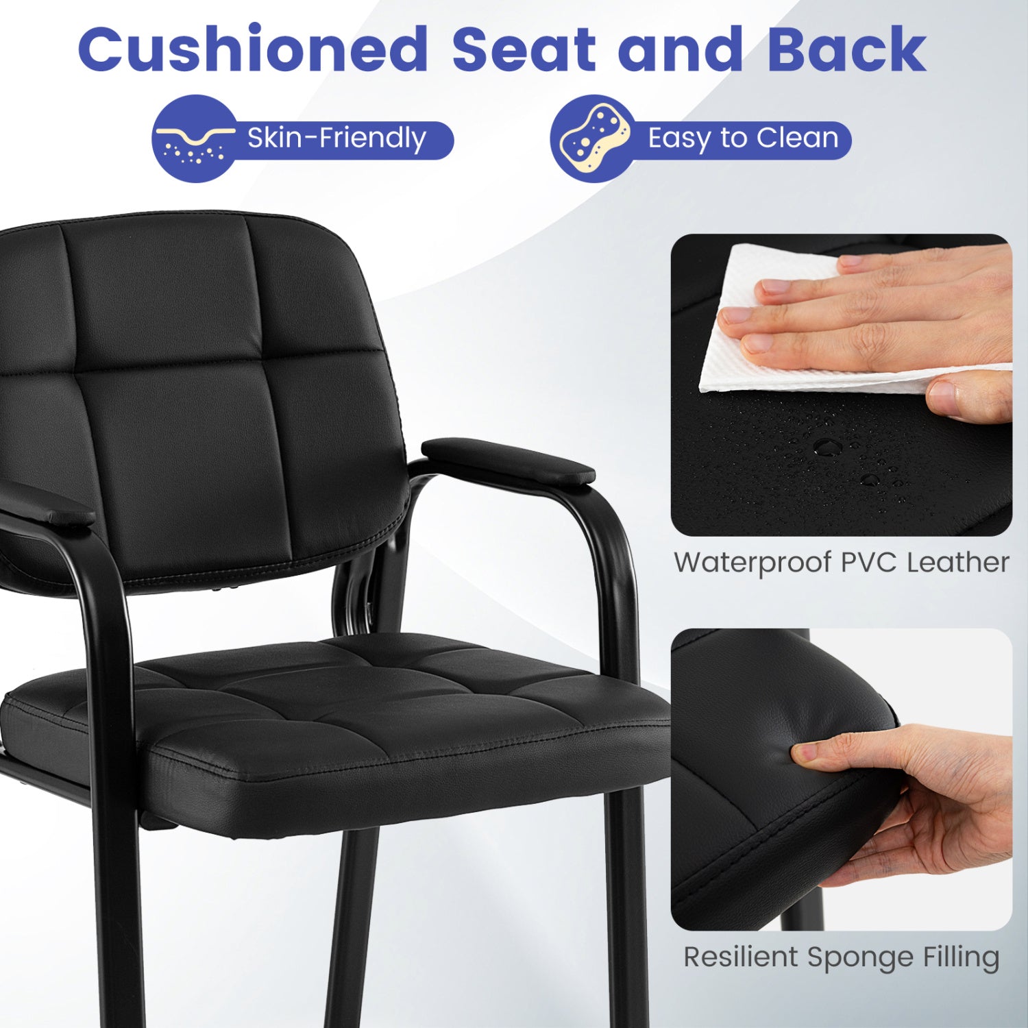 Leather Office Reception Chairs, Set of 4, Black Conference Chairs at Gallery Canada