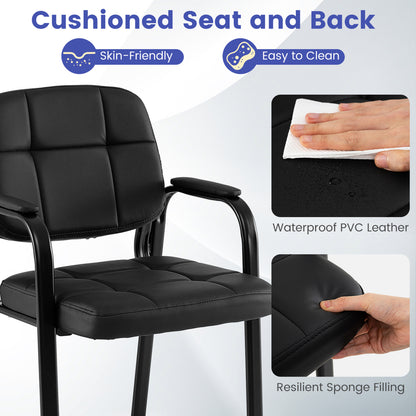 Leather Office Reception Chairs, Set of 4, Black Conference Chairs at Gallery Canada