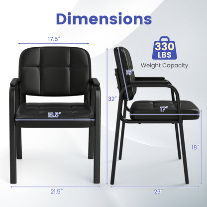 Leather Office Reception Chairs, Set of 4, Black Conference Chairs at Gallery Canada