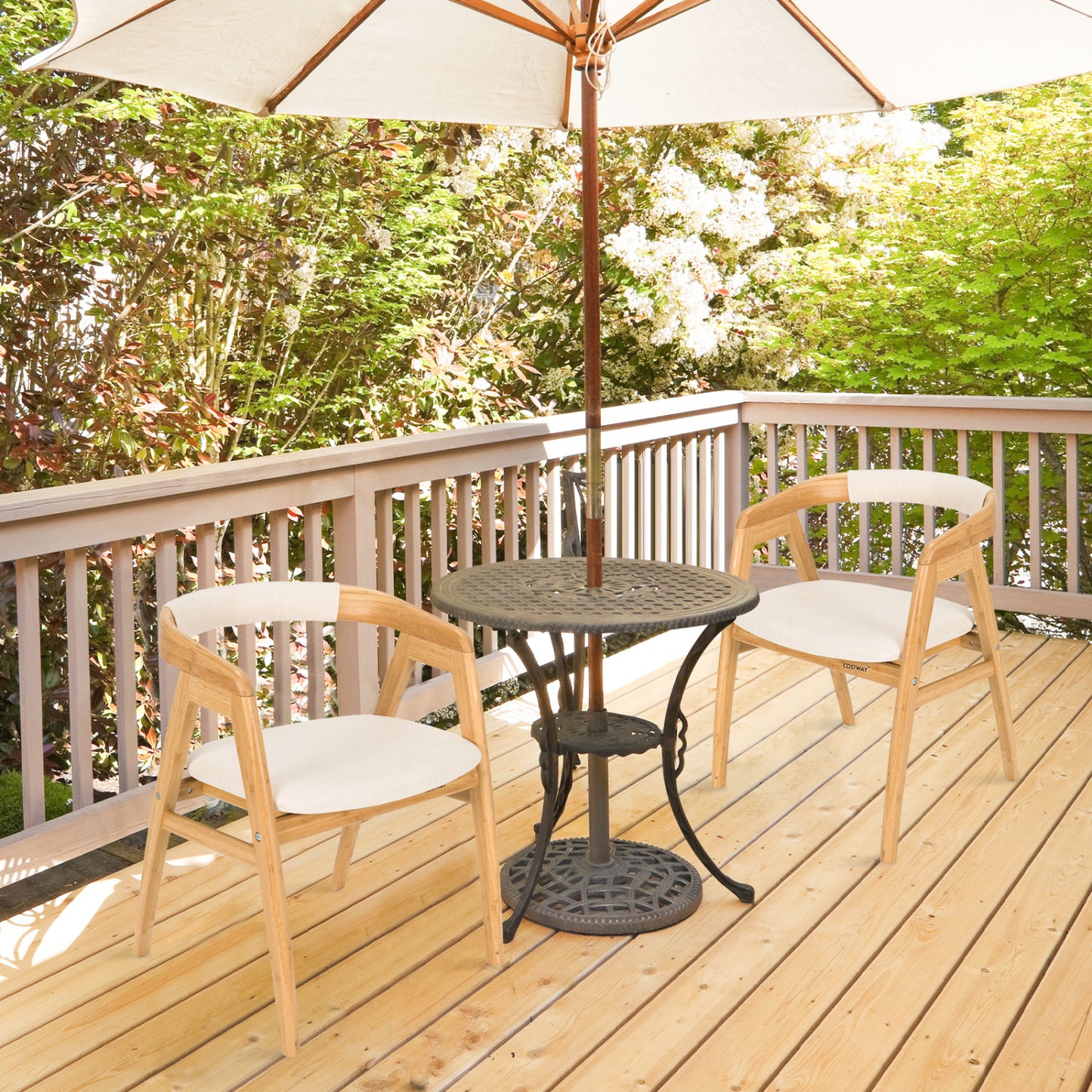 Bamboo Dining Chair, Curved Back, Anti-Slip Foot Pads, Natural Dining Chairs at Gallery Canada