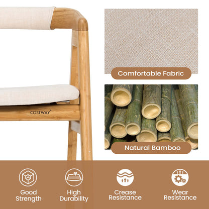 Bamboo Dining Chair, Curved Back, Anti-Slip Foot Pads, Natural Dining Chairs at Gallery Canada