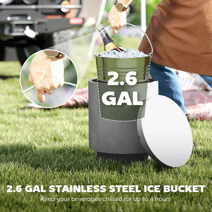 2.6 Gal Outdoor Side Table, 3-In-1 Concrete Cooler with Storage, Light Grey Side Tables at Gallery Canada