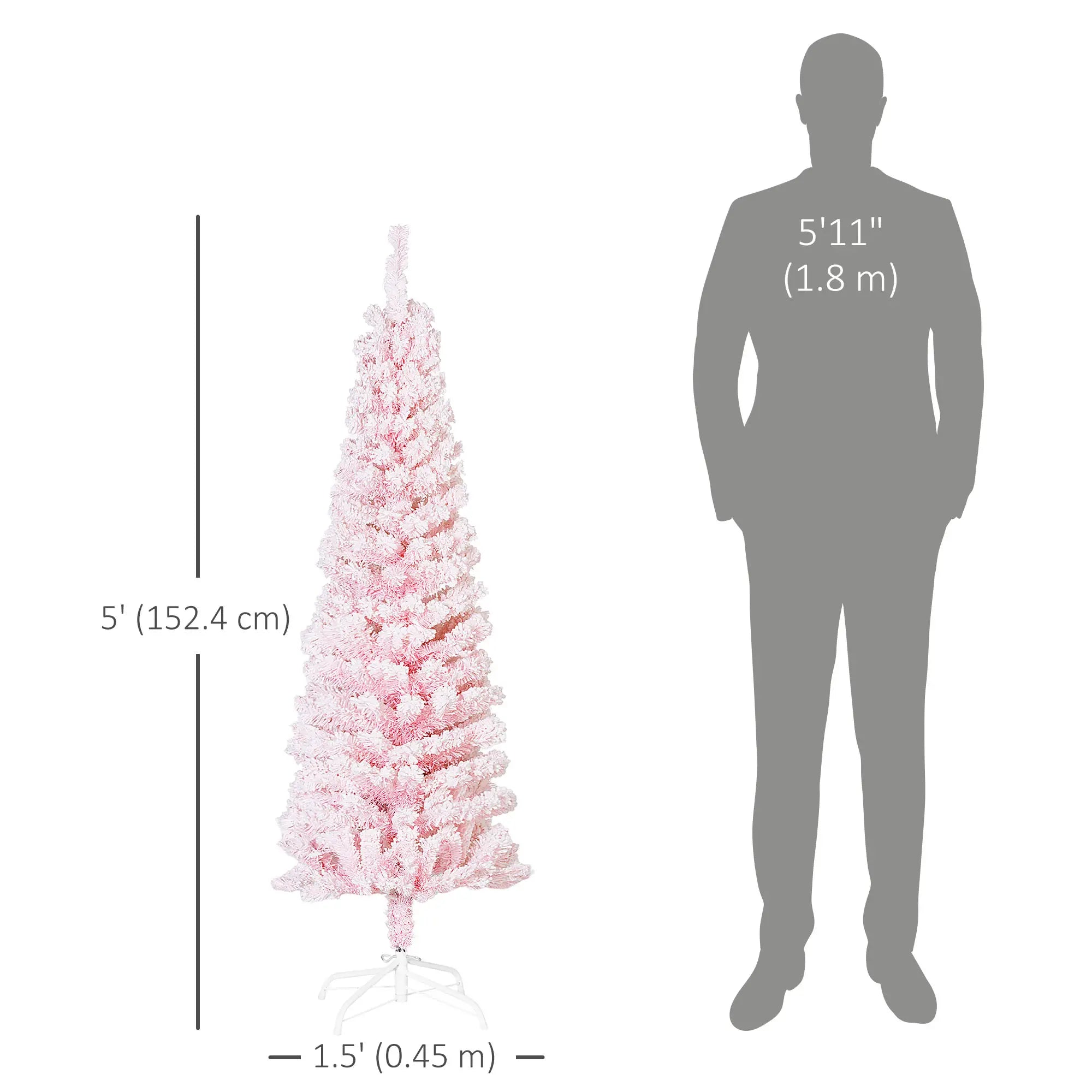5ft Flocked Pencil Christmas Tree, Realistic Branch Tips, Pink Pencil Christmas Trees at Gallery Canada