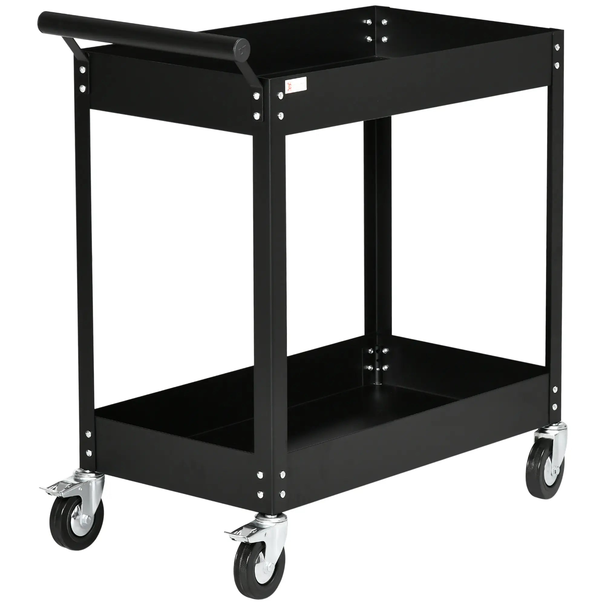 2 Tier Rolling Tool Cart, Steel Mobile Utility Cart, 330lbs, Black Tool Organizers at Gallery Canada
