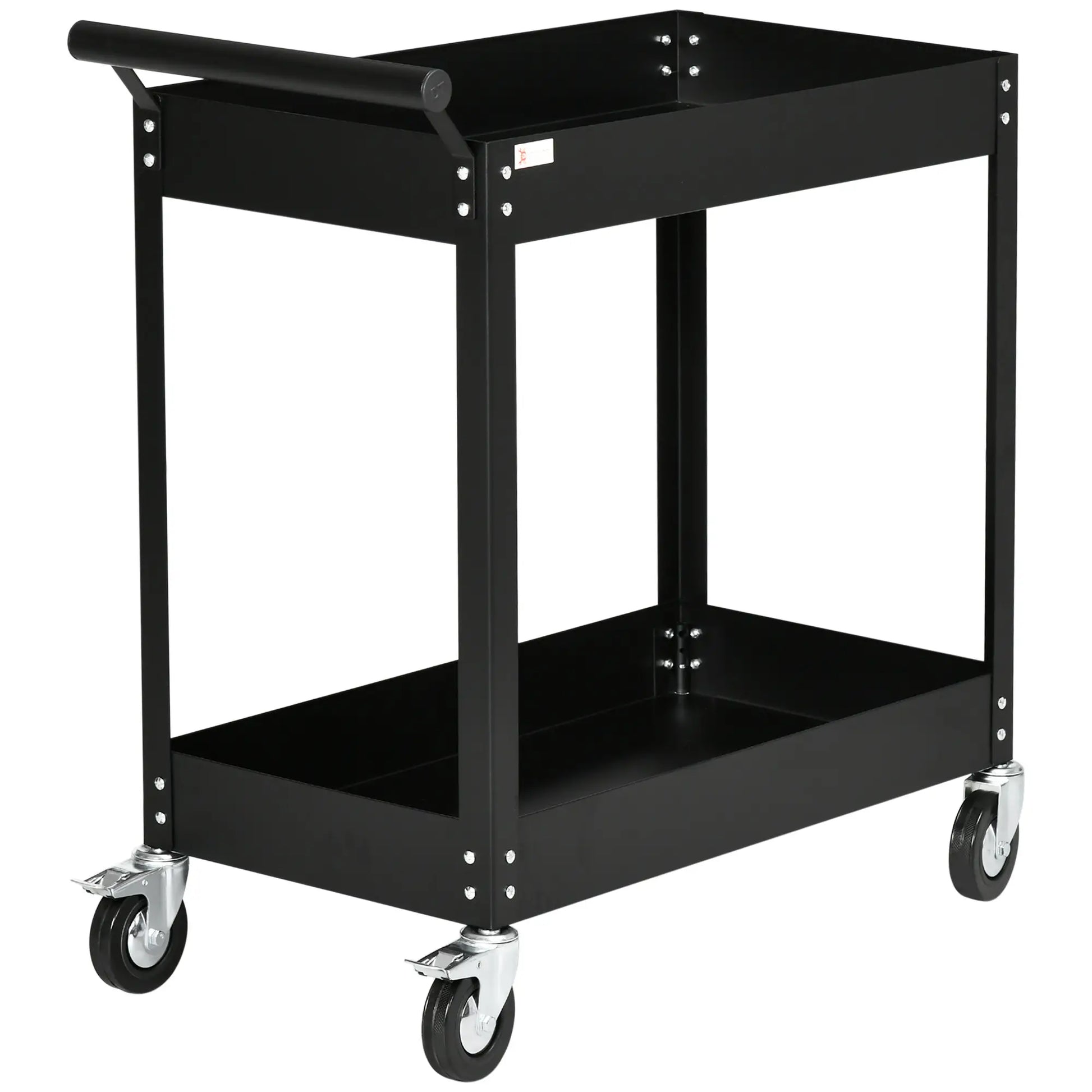 2 Tier Rolling Tool Cart, Steel Mobile Utility Cart, 330lbs, Black Tool Organizers at Gallery Canada