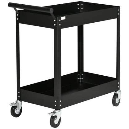 2 Tier Rolling Tool Cart, Steel Mobile Utility Cart, 330lbs, Black Tool Organizers at Gallery Canada