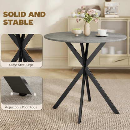 31.5" Industrial Round Dining Table, Distressed Grey Dining Tables at Gallery Canada