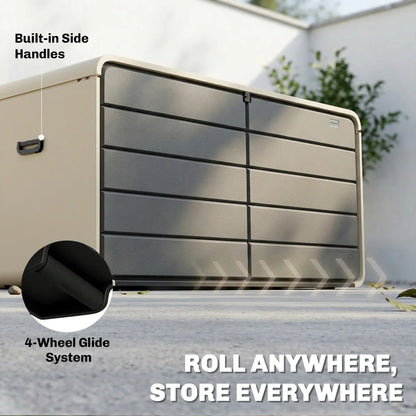 Outdoor Storage Box With Lockable Lid, HDPE Garden Deck Box With Wheels 757 L Patio Storage Boxes at Gallery Canada