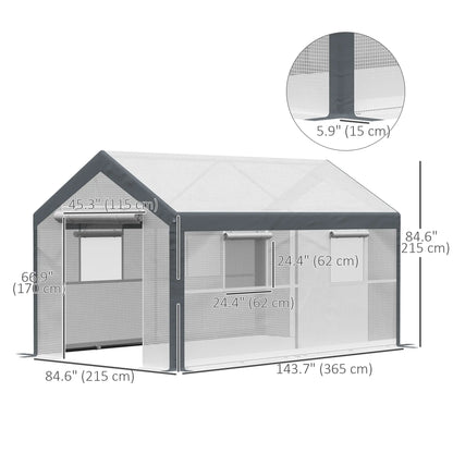 7' x 12' x 7' Heavy Duty Walk-In Greenhouse, Plant Growing Tent, White Tunnel Greenhouses at Gallery Canada