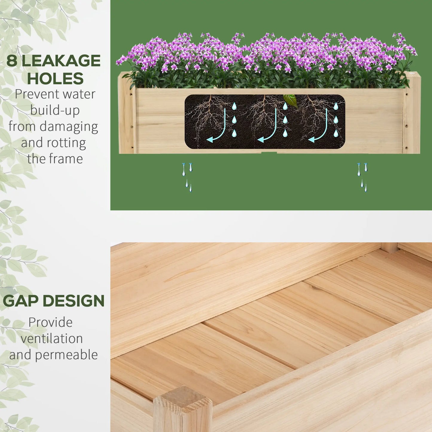 34x34x28 2-Tier Raised Garden Bed, Wooden Planter Box for Vegetables, Herbs, Flowers Elevated Garden Beds at Gallery Canada