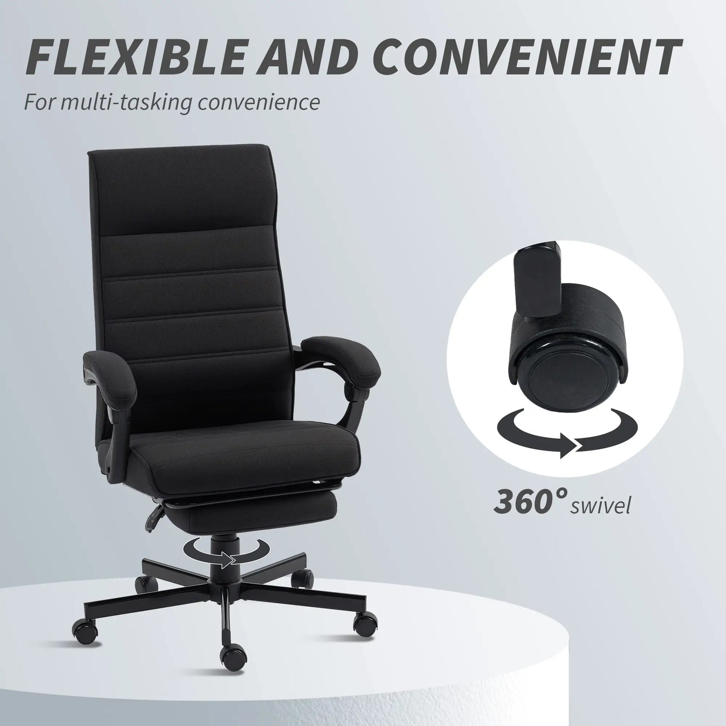 High Back Swivel Recliner Chair, Adjustable Height, Footrest, Armrest, Black Office Chairs at Gallery Canada