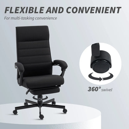 High Back Swivel Recliner Chair, Adjustable Height, Footrest, Armrest, Black Office Chairs at Gallery Canada