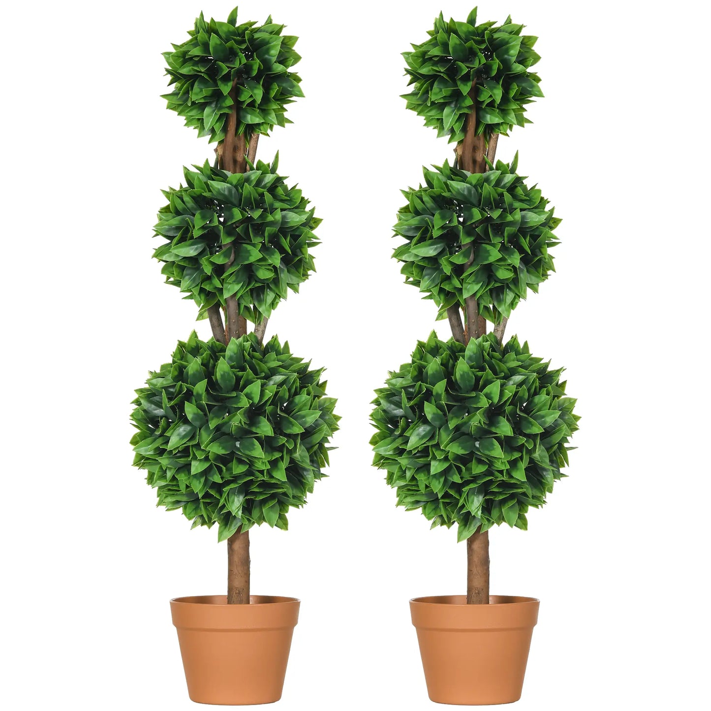 2 Pack 35.5" Artificial Boxwood Topiary Ball Trees, Indoor Outdoor, Green Artificial Trees Green at Gallery Canada
