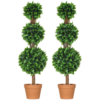 2 Pack 35.5" Artificial Boxwood Topiary Ball Trees, Indoor Outdoor, Green Artificial Trees Green at Gallery Canada