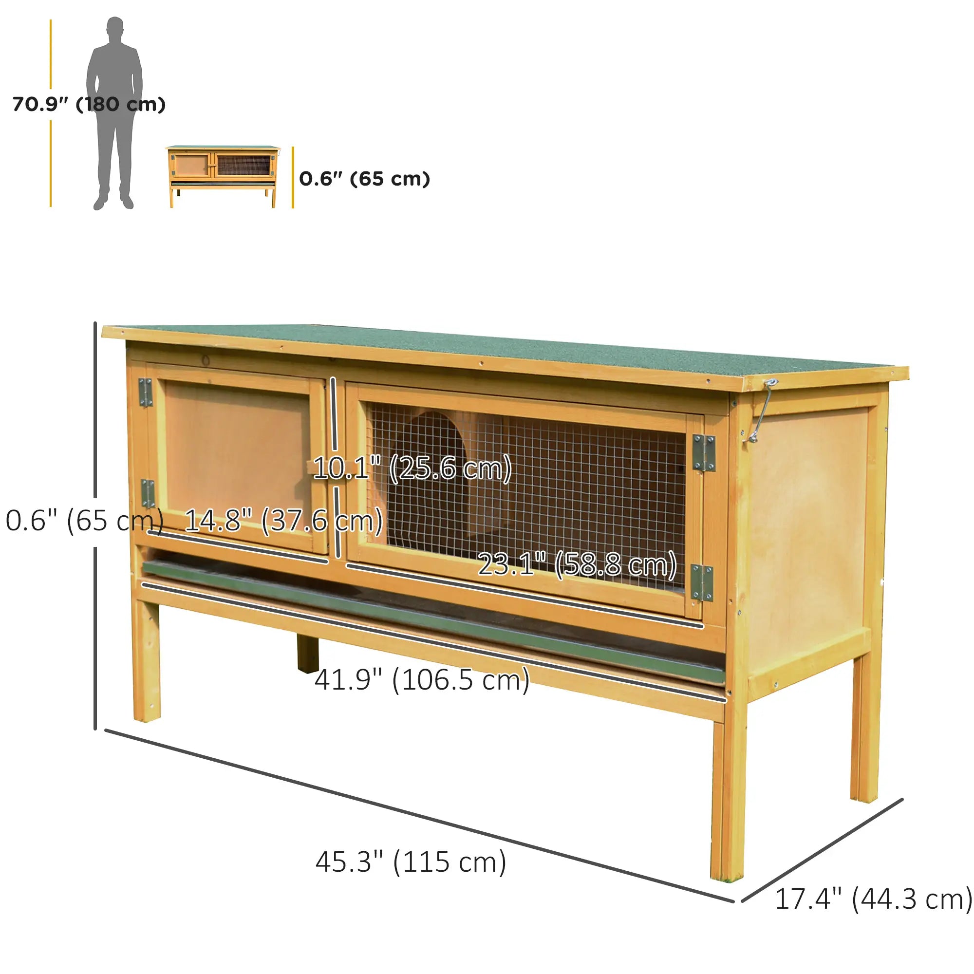 Wooden Rabbit Hutch, Indoor Outdoor Bunny Cage, Slide-Out Tray, Openable Roof Rabbit Hutch at Gallery Canada