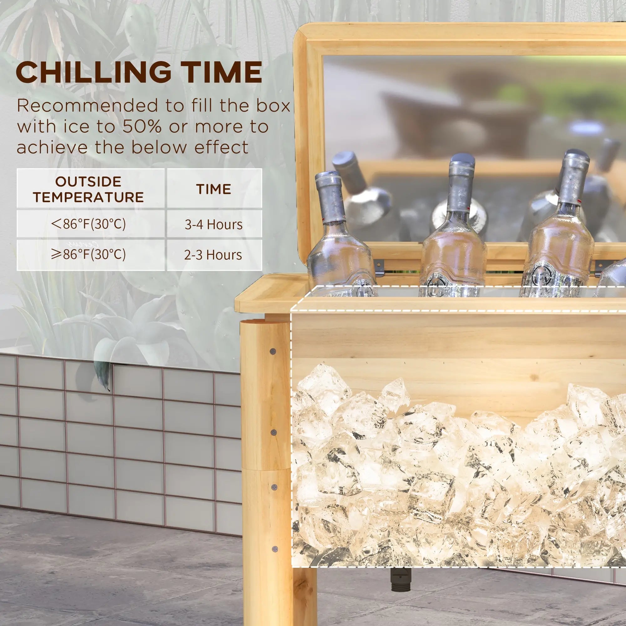 54-Qt Wooden Patio Cooler, Outdoor Table With Bottle Opener, Natural Cooler Boxes at Gallery Canada