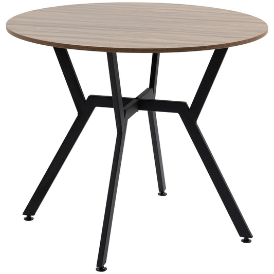 35" Round Dining Table, Modern Dining Room Table with Steel Frame, Space Saving Small Kitchen Table, Brown - Gallery Canada