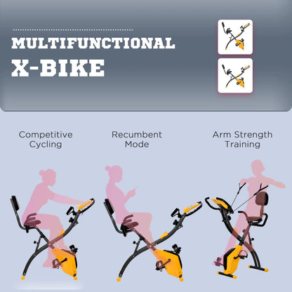 Folding Exercise Bike, 8-Level Magnetic Resistance, Adjustable Seat, Yellow Exercise & Stationary Bikes at Gallery Canada