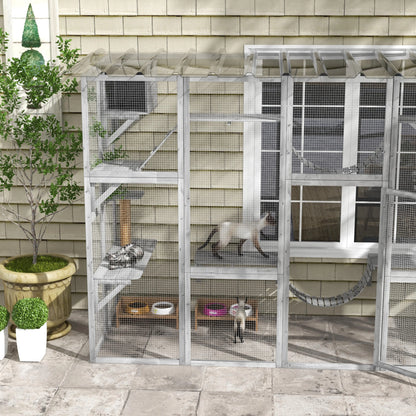 Large Outdoor Catio, Condos, Platforms, Doors, Ladders, Weather-Resistant Roof, Grey Outdoor Cat Enclosures at Gallery Canada