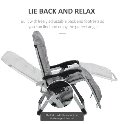 Folding Garden Chairs, Set of 2, Reclining Zero Gravity, Dark Grey Lounger Chairs at Gallery Canada