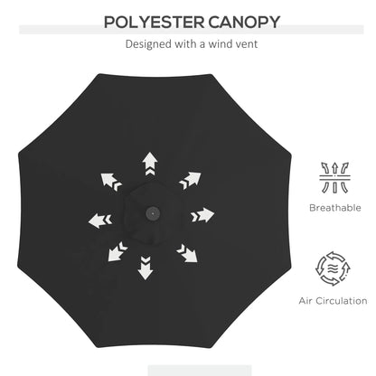 9ft Solar Patio Umbrella, 24 LED Lights, Tilt Canopy, Black Sun Umbrellas at Gallery Canada