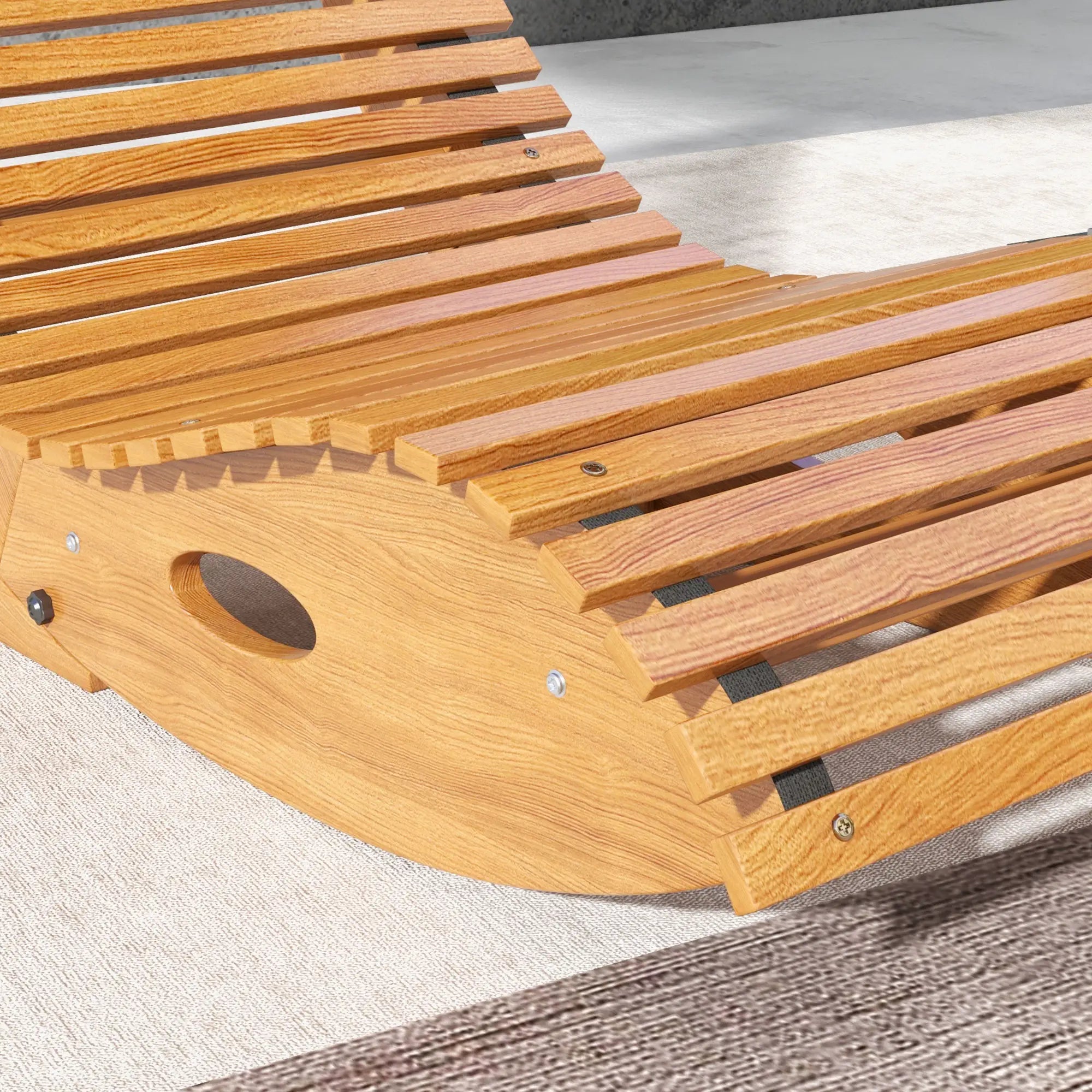 Outdoor Rocking Chair, Wooden Slatted Seat, 51.2