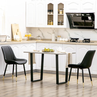 Modern Dining Chairs Set of 2, PU Leather Upholstery, Steel Legs, Black Bar Stools at Gallery Canada