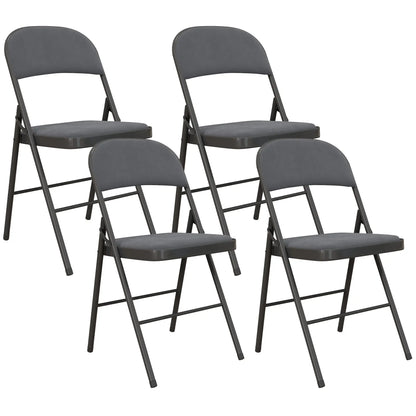 4 Pack Folding Chairs, Padded Seats, Velvet, Steel Frame, Dark Grey Dining Chairs Dark Grey at Gallery Canada