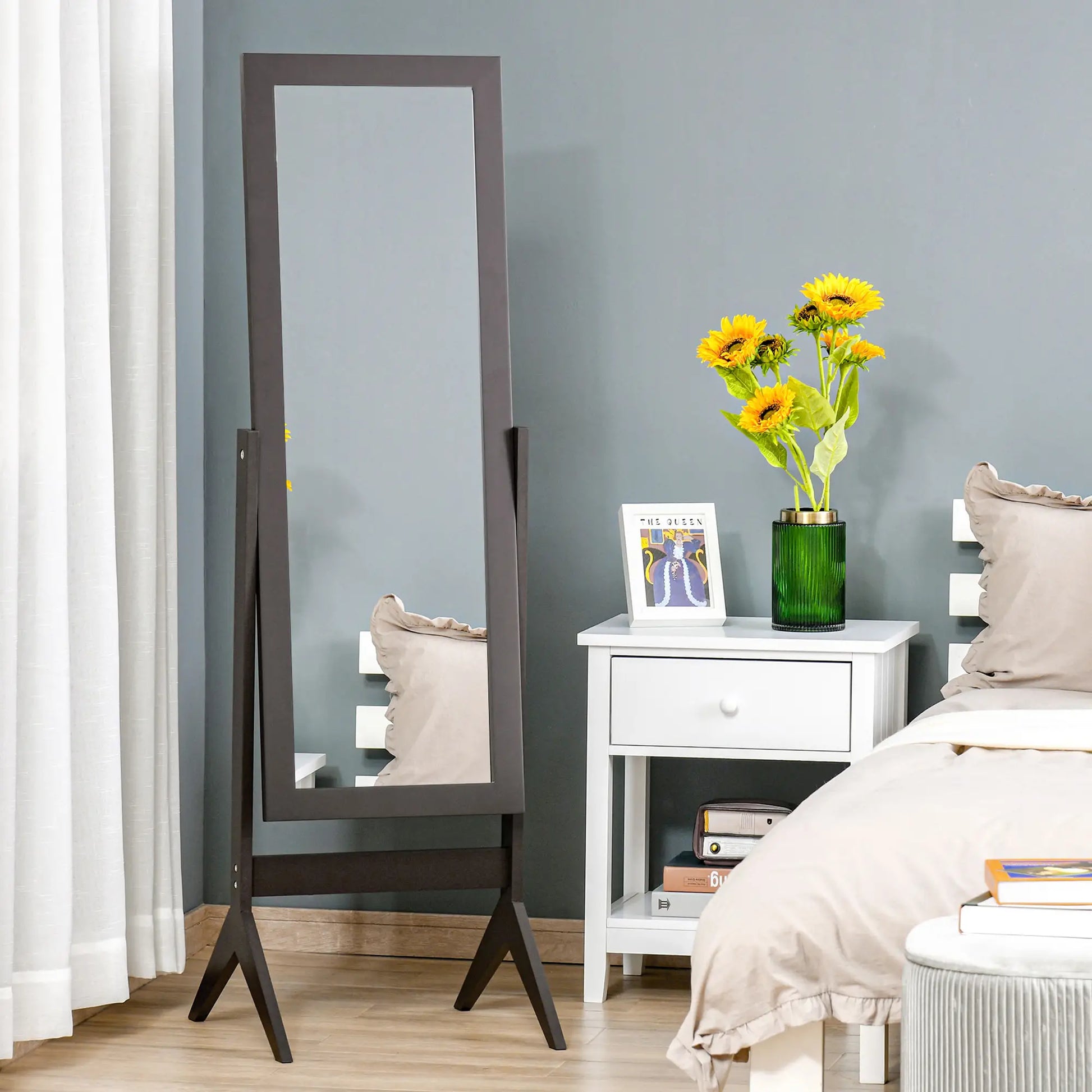 Full Length Mirror, Free Standing, Adjustable Angle, Dark Brown Full Length Mirrors at Gallery Canada