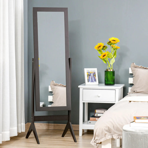 Full Length Mirror, Free Standing, Adjustable Angle, Dark Brown