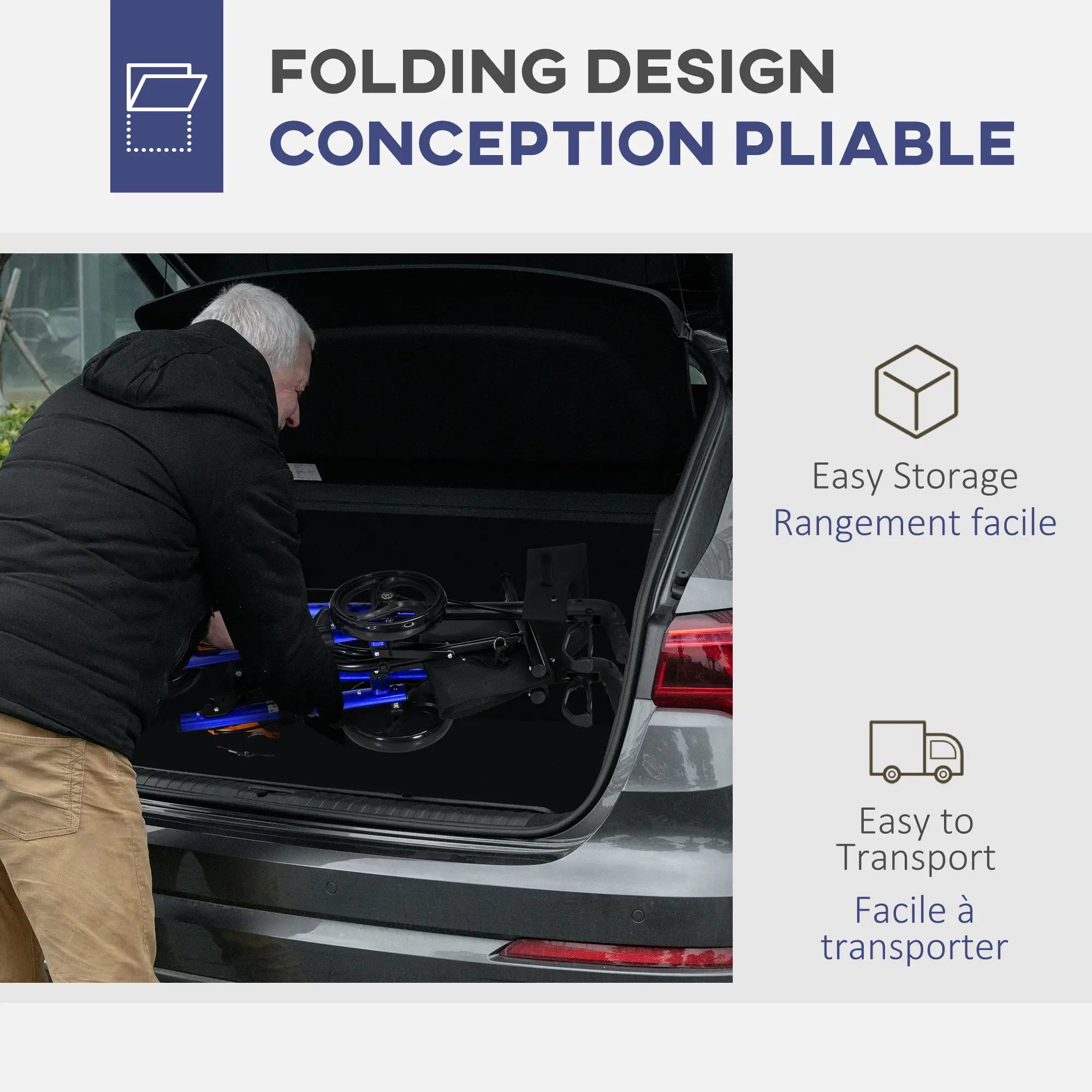 Senior Rollator with Seat, Back, Cane Holder, Adjustable Handle, Blue Knee Walker & Wheelchair Ramps at Gallery Canada