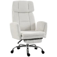 Big Tall Office Chair Flip Armrests Cross Legged 400 lbs, Cream