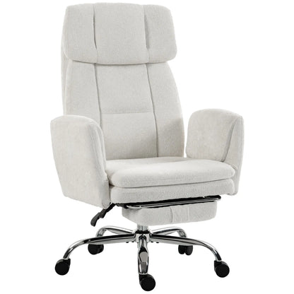 Big Tall Office Chair Flip Armrests Cross Legged 400 lbs, Cream