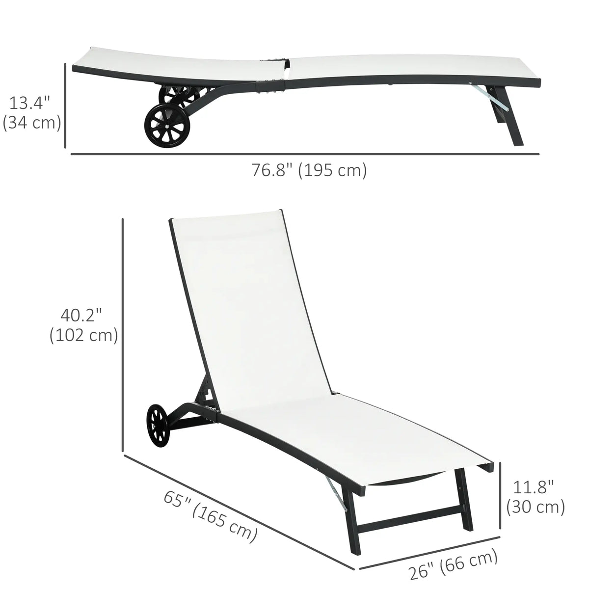 Outdoor Lounge Chair Set, 2, Breathable Mesh, Wheels, Cream White Lounger Chairs at Gallery Canada