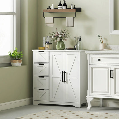 Farmhouse Bathroom Floor Cabinet, Adjustable Shelf, White Bathroom Cabinets at Gallery Canada